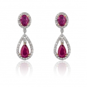 White Gold Ruby & Diamond Earrings 7.67ct White Gold Ruby & Diamond Earrings 7.67ct